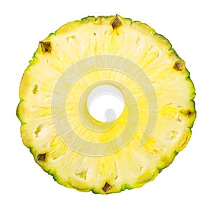 Pineapple ananas comosus round slice, top photo