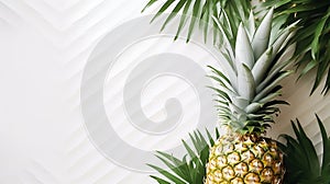 Pineapple(Ananas comosus) on table with white background.Sweet,sour and juicy taste.Have a lot of fiber