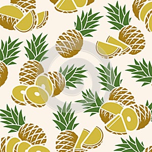 Pineapple background, pattern set. Collection icon pineapple. Vector