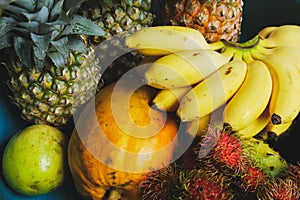 Pineapple Banana and Rambutan Exotic Still Life