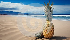 pineapple on the beach sand