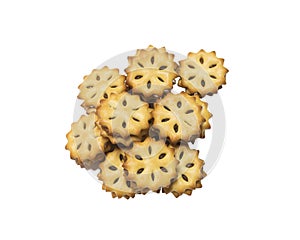 Pineapple biscuit on white background