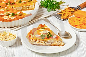 Pineapple Chicken Pie with almonds and cheese