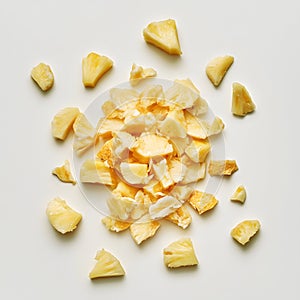 Pineapple chunks isolated on white background