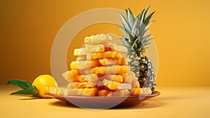 Pineapple Cubes On Yellow Plate: Photo-realistic Composition In Chip Zdarsky Style