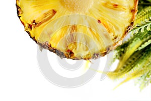 pineapple cut closeup photo isolate on white background