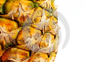 pineapple cut closeup photo isolate on white background