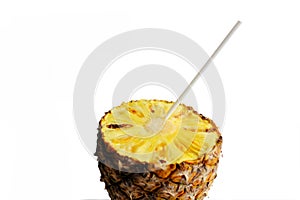 pineapple cut closeup photo isolate on white background