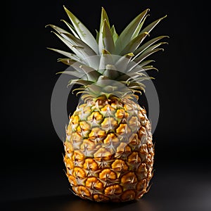 8k Resolution Pineapple Fruit On Black Background photo