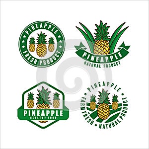 Pineapple farm fresh natural product label collection