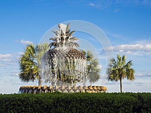 Pineapple Fountain in waterside park i photo