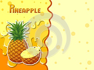 Pineapple fruit melted flowing consisting of dark tasty sweet liquid. Abstract background. Copy space for text. Vector