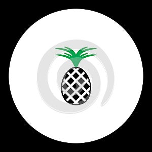 Pineapple fruit simple black and green icon eps10