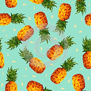 Pineapple fruit summer background in low poly