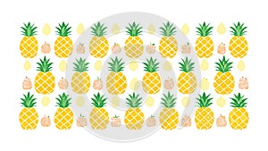 Pineapple Fruit Tropical Pattern Summer Design, vector design Generative AI