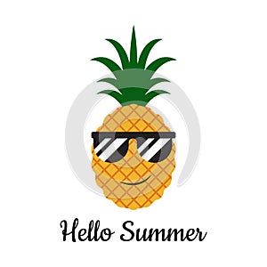 Pineapple with glasses - Hello summer concept