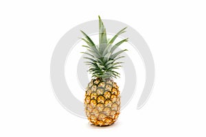 Pineapple with green leaves isolated on white background