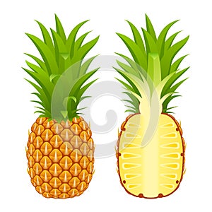 Pineapple and half on white