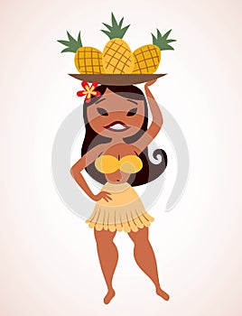 Pineapple hula girl