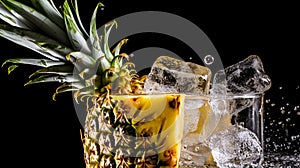 A pineapple with ice on top