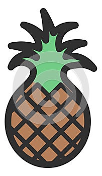 Pineapple icon. Tropical juicy fruit. Exotic brown plant