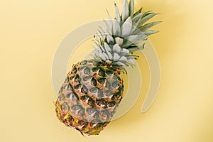 pineapple isolated on pastel yellow background