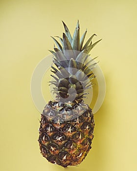 Pineapple isolated on pastel yellow background