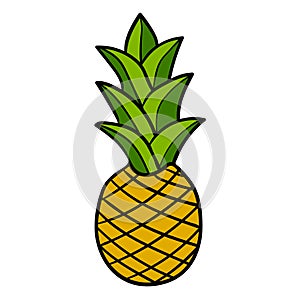 Pineapple isolated on white background. Cartoon pineapple.