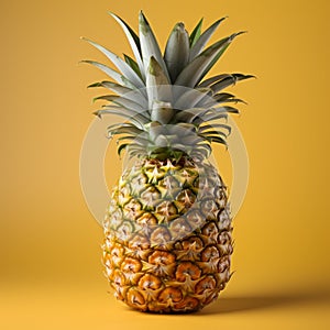 Pineapple Isolated on a Yellow Background