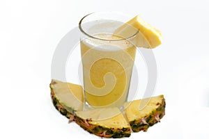 Pineapple Juice (Ananas comosus), tropical plant with an edible fruit in family Bromeliaceae