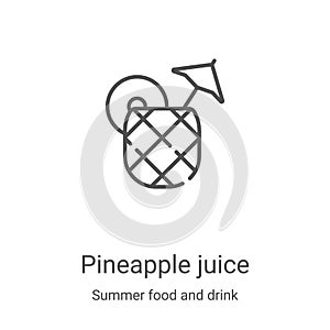 pineapple juice icon vector from summer food and drink collection. Thin line pineapple juice outline icon vector illustration.