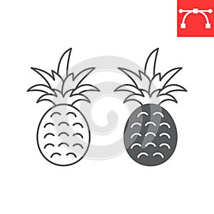 Pineapple line and glyph icon