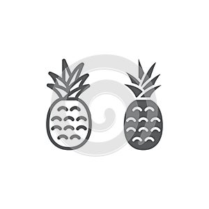 Pineapple line and glyph icon, fruit and ananas