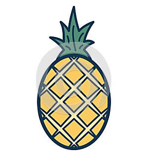 Pineapple Line Vector Isolated Icon customized and editable