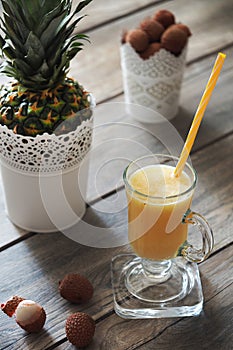 Pineapple and litchi juice