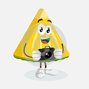 Pineapple Logo mascot with camera pose