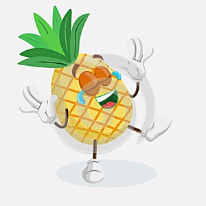 Pineapple Logo mascot happy pose