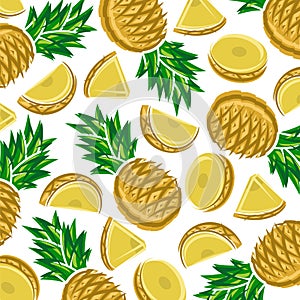 Pineapple pattern background set. Collection icon pineapple. Vector