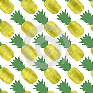 Pineapple Pattern Isolated on White Background