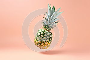 Pineapple on a pink background. Minimal concept. Copy space. Generative AI