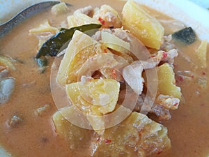 Pineapple with pork in coconut milk soup