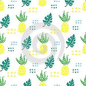 Pineapple seamless vector pattern. Decorative illustration, good for printing Colorful wallpaper vector. Seamless pattern in