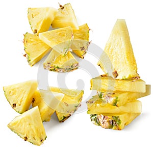 Pineapple slice isolated on white. Collection.