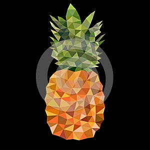 Real pineapple. triangulation design on blackbackground photo