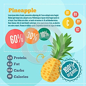 Pineapple vitamins infographics in a flat style