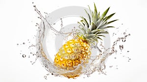 Pineapple with water spash