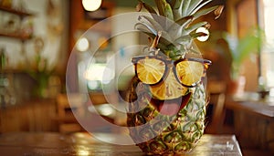 A pineapple wearing sunglasses and a smile by AI generated image