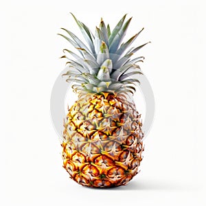 Pineapple on white background,generated with AI.