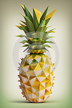 Pineapple on the yellow pastel background, colorblocks technique, paper handmade. Generative AI photo