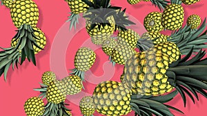 Pineapples fruits 3D, tow video transitions isolated - footage 4K